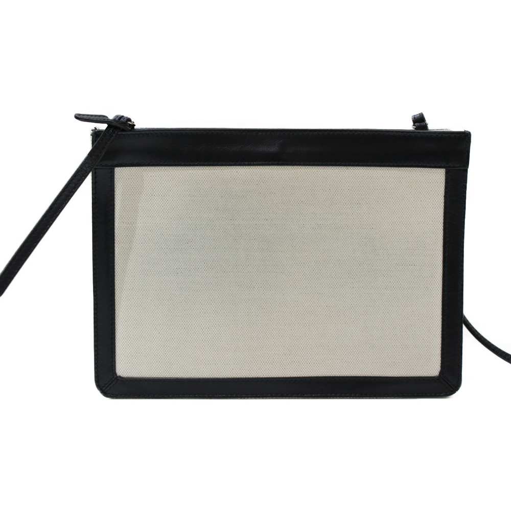 BALENCIAGA Navy Blue Pochette Canvas Leather Off White Black Shoulder Bag - Picture 4 of 7